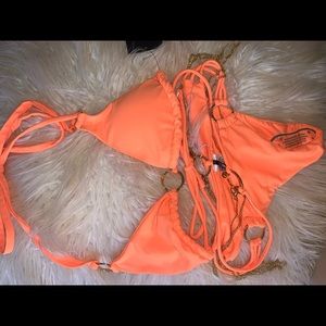Fashion nova orange chainmail bikini set